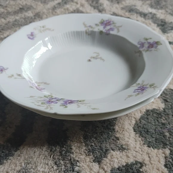 Vintage China Dish Set Bowls Set Of Two Ivory Purple Floral